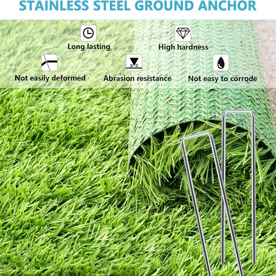 image 1 of Garden Pegs 100 x 6''/150mm U-shaped multi-purpose galvanised steel Garden Securing Pegs Silver