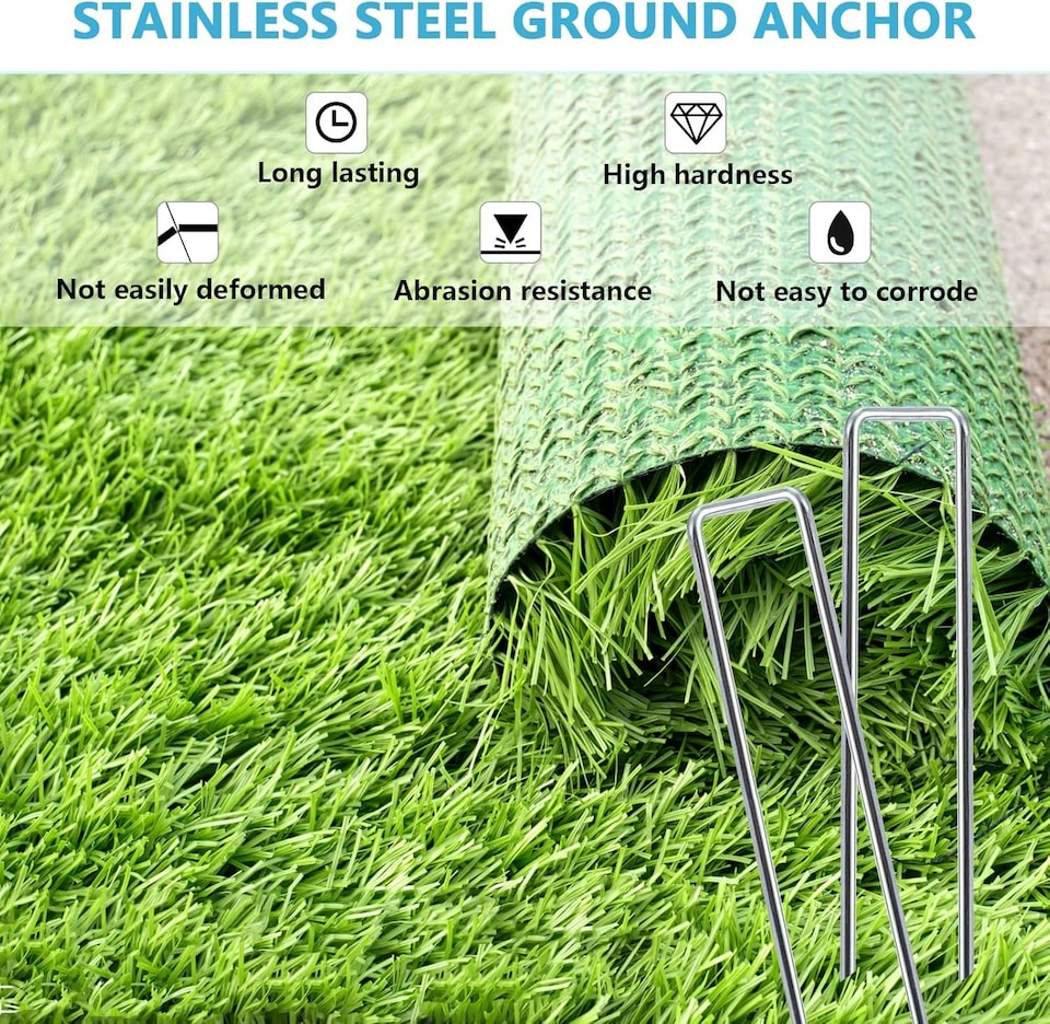 image 1 of Garden Pegs 100 x 6''/150mm U-shaped multi-purpose galvanised steel Garden Securing Pegs | Silver