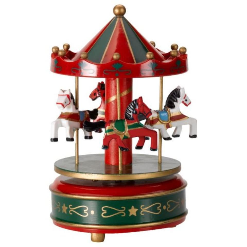 image 1 of 18cm Wind Up Musical Carousel Indoor Christmas Decoration