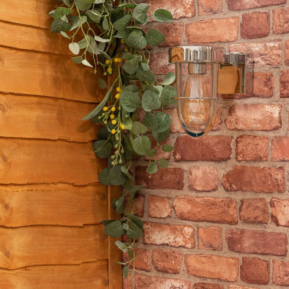 image 1 of ValueLights Fanar Chrome Industrial Bathroom Wall Light & Bulb | Chrome