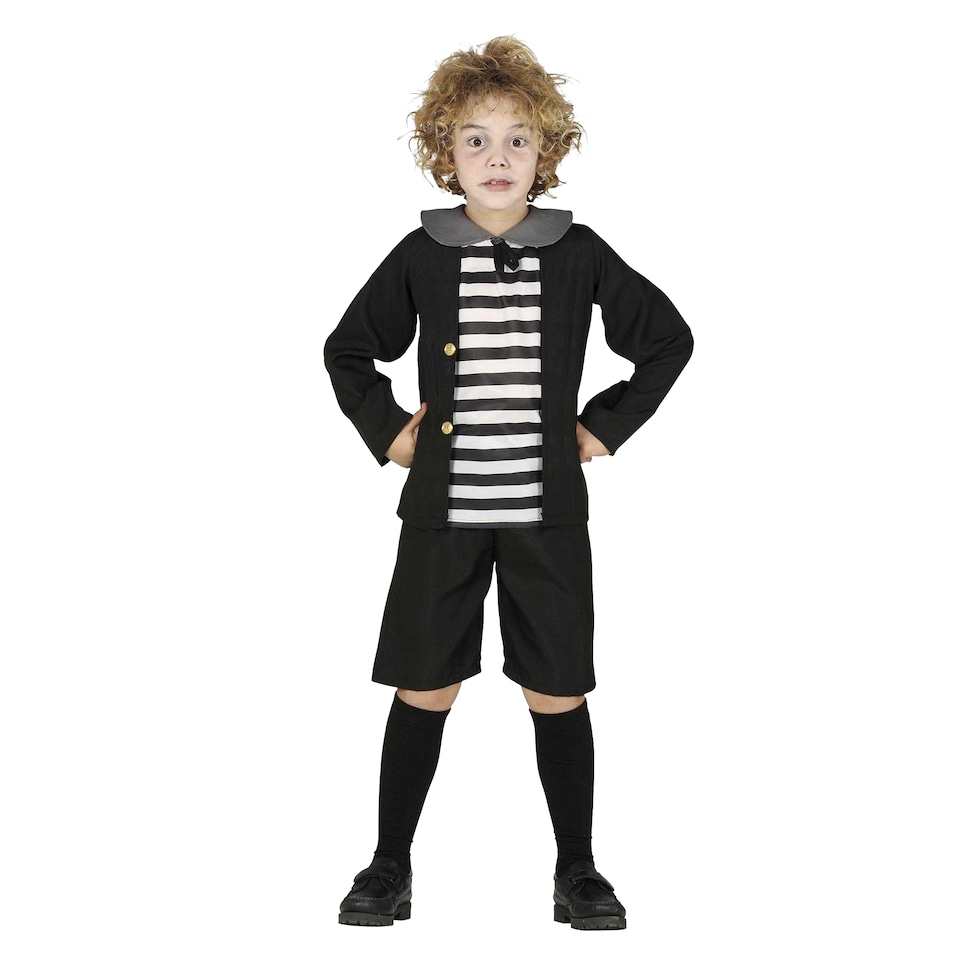 image 1 of Fiestas Guirca Boys Ghost Costume Set | Black | Black/White | 5-6 years | 1