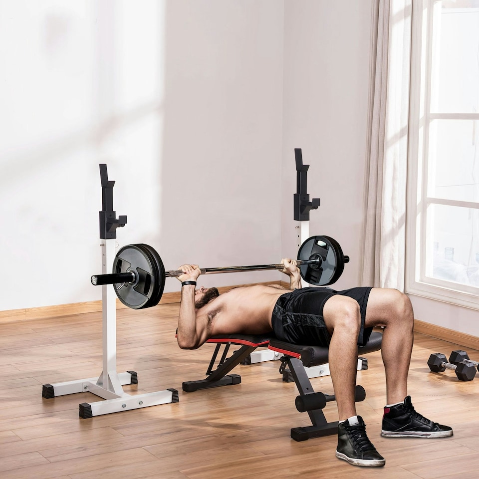 image 1 of HOMCOM Power Rack Weight Stand Bar Barbell Squat Stand Spotter for Home Workout