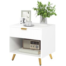 HOMCOM Small Table With Drawer, Open Compartment and Handle, White