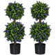 image 6 of HOMCOM Set of 2 Potted Artificial Plants Ball Tree with Lavender Flowers, 70cm