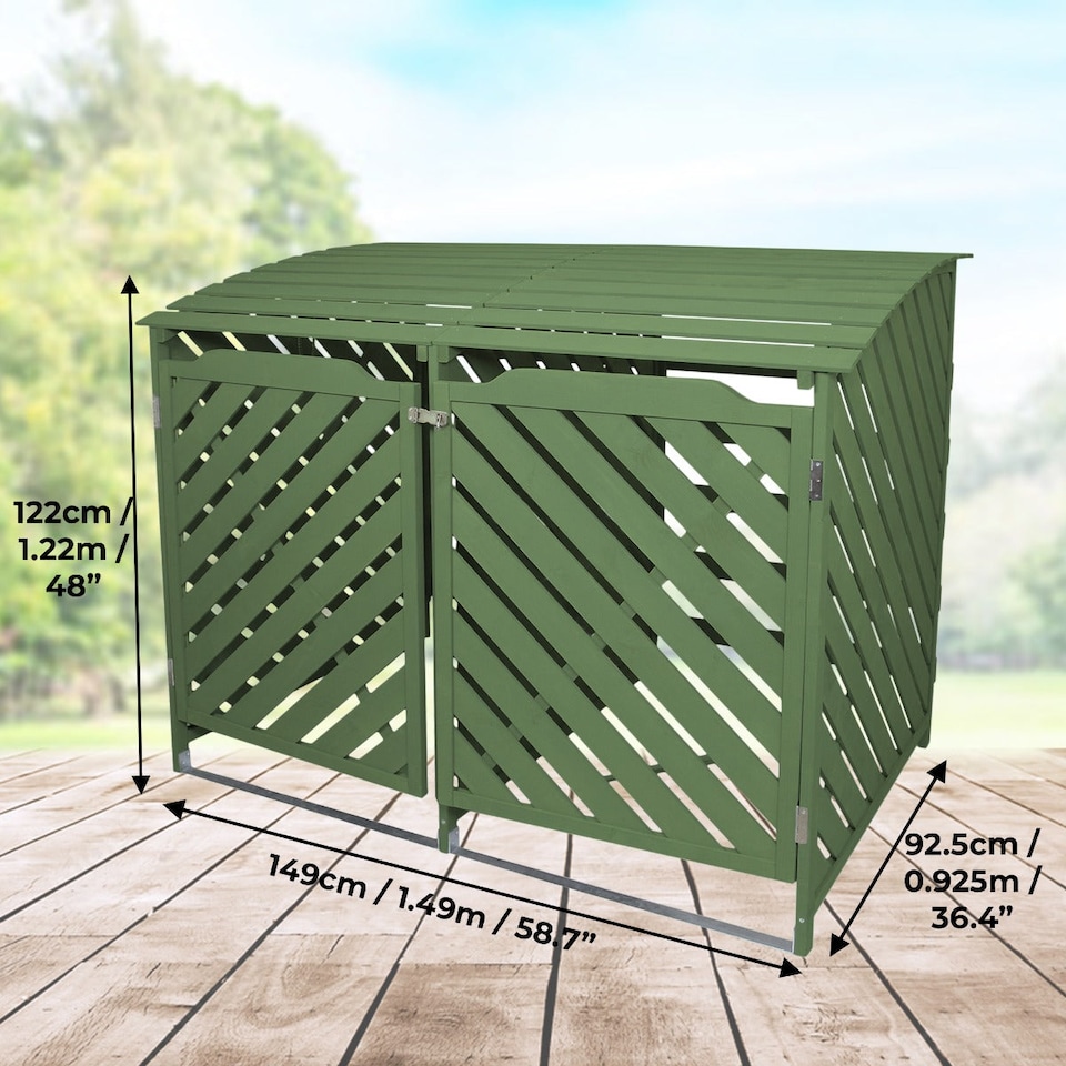 image 1 of Sage Green Double Wheelie Bin Storage