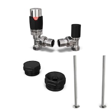 Talus Flair - Black Thermostatic Radiator Valve & Installation Kit Angled 15mm