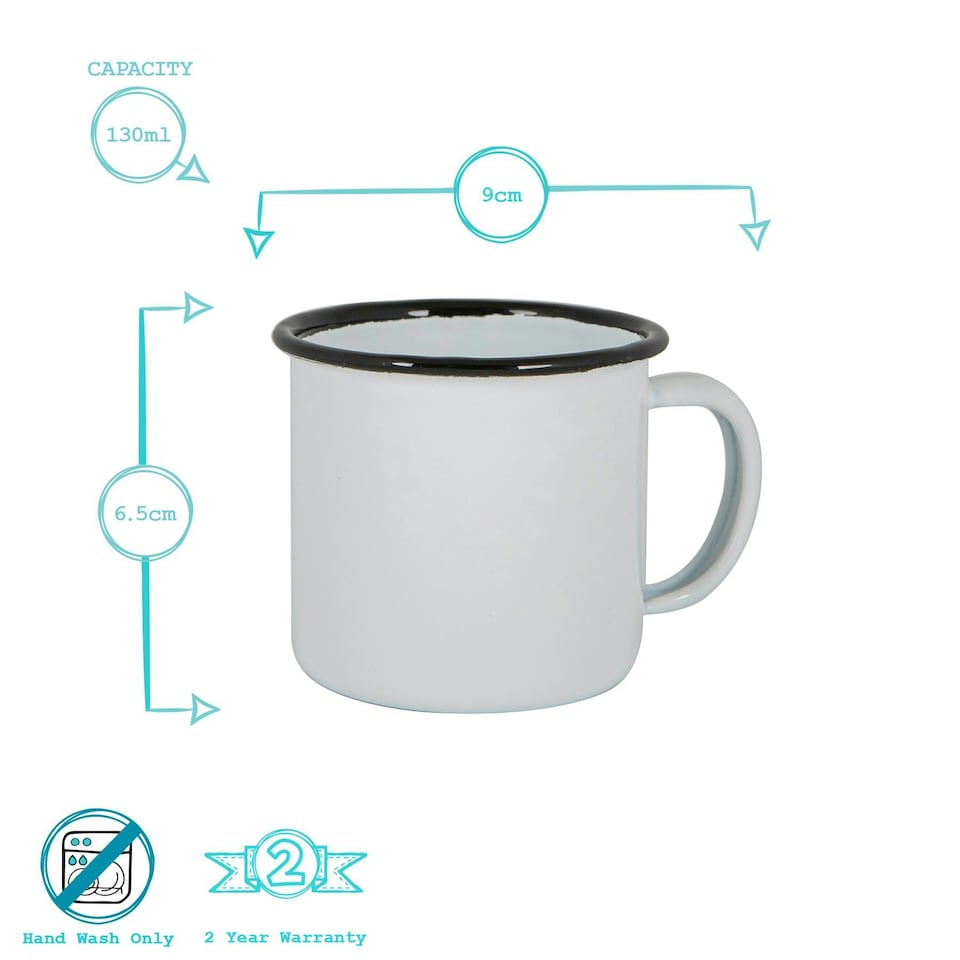 image 1 of Argon Tableware White Enamel Espresso Cups - 130ml - Black - Pack of 6 Black