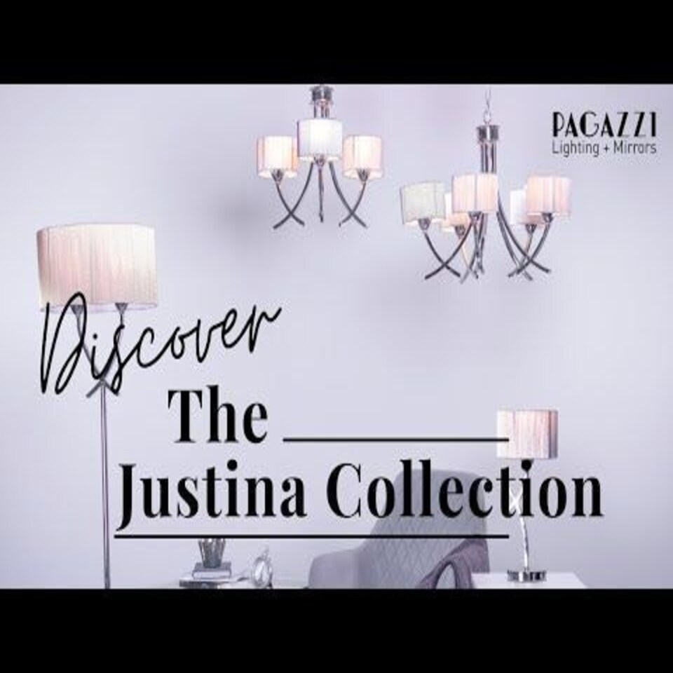 image 1 of Justina 5 Light Polished Chrome Chandelier with Silver String Shade
