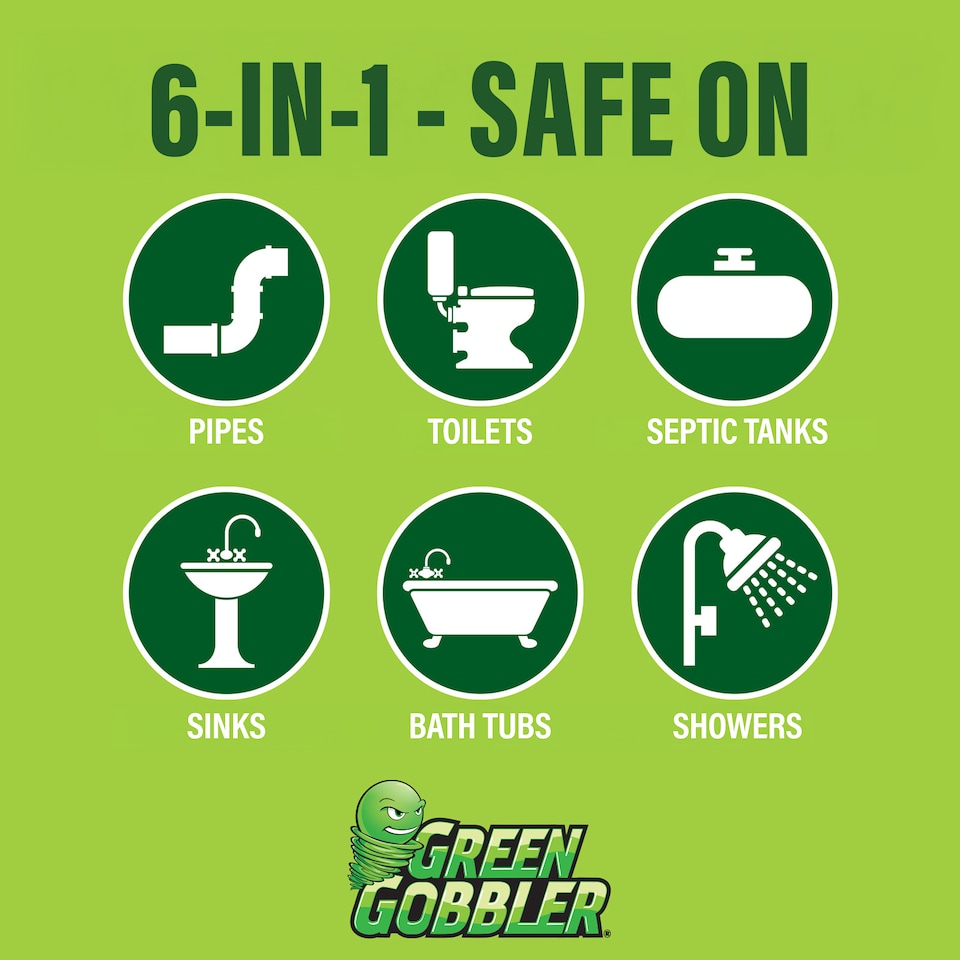 image 1 of Green Gobbler Main Line Drain Opener Toilet Unblocker Cleaner 3.8L