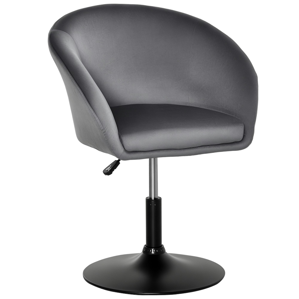image 1 of HOMCOM Swivel Bar Stool Fabric Dining Chair Dressing Stool Tub Seat Grey