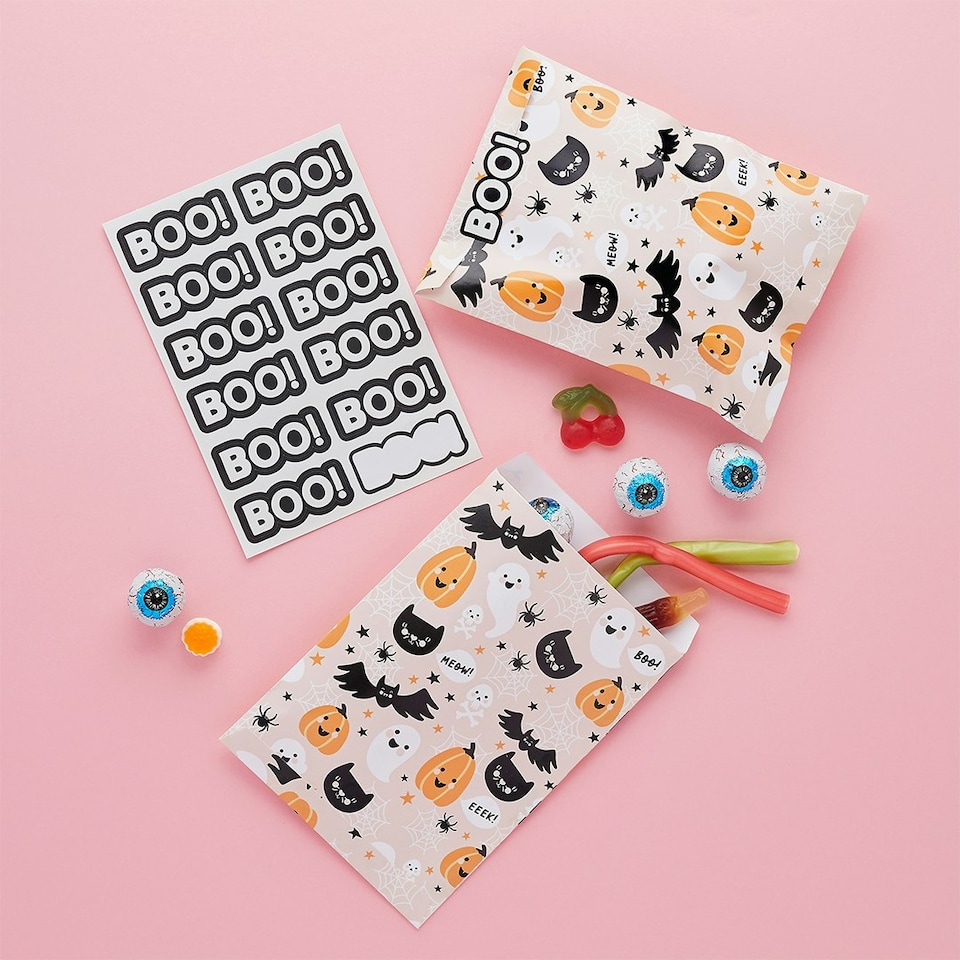 image 1 of Trick or Treat Sweet Bags & Sticker Sheet - Pack of 12