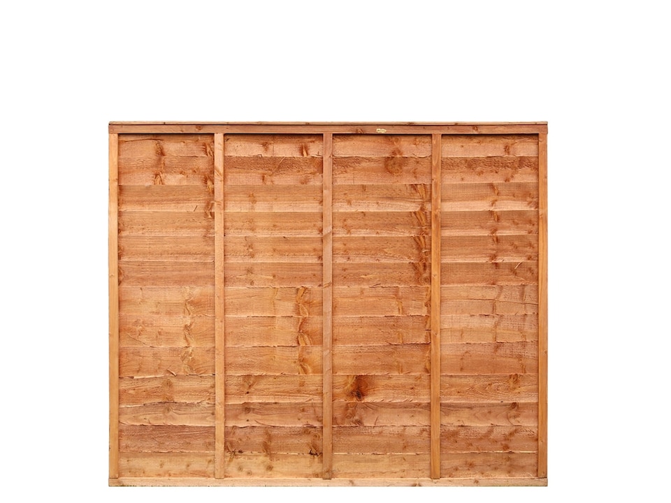 image 1 of eDecks Overlap Waney Edge Timber Fence Panels, 6ft x 5ft - Pack of 5