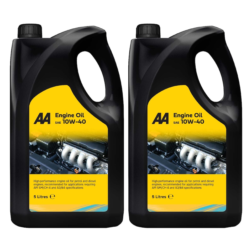AA Engine Oil SAE 10W-40 2 x 5L - Semi-Synthetic, Petrol & Diesel - High-Performance - API SM/CH-4, ACEA A3/B4