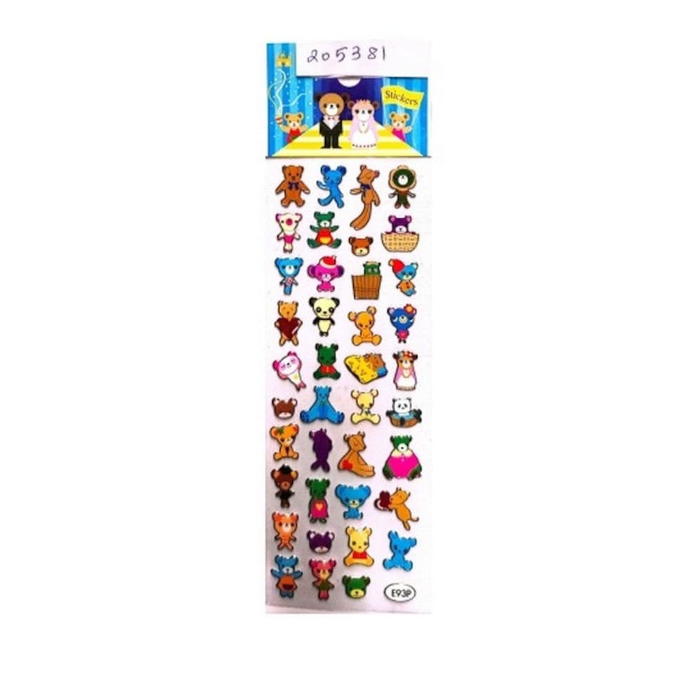 Mini Stuffed Animals Stickers - Multicoloured - One Size