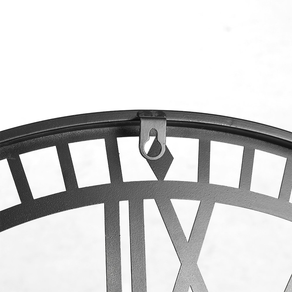 image 1 of Living and Home Large Modern Metal Wall Clock with Roman Numerals - Silver