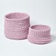 image 5 of Homescapes Pastel Pink Cotton Knitted Round Storage Basket - 37 x 21 cm Pink | M