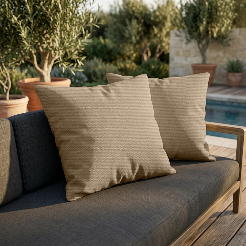 image 1 of Covers&All Sunbrella Lumbar Pillows Set of 2, Rectangle 12 in x 18 in, Canvas Antique Beige