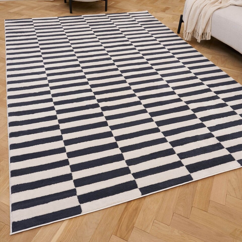 image 1 of The Rugs Loft Collection Striped Living Room Area Floor Rug and Runners Soft Pile