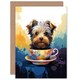 image 1 of Teacup Yorkshire Terrier Portrait Purple Art Card