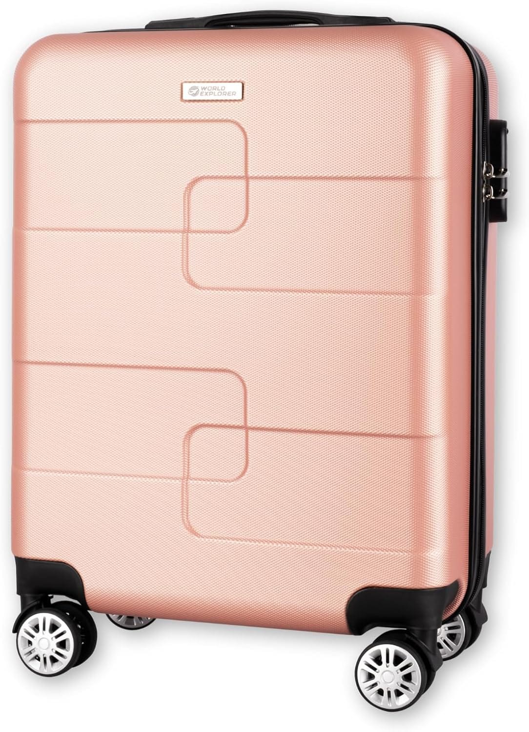 Straame 55x40x20 cm Rose Gold Cabin Suitcase, 360° Spinner Wheels