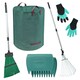 image 1 of 5-in-1 Garden Rake Set Adjustable Handle with 2 Large leaves Grabber Leaf Rake