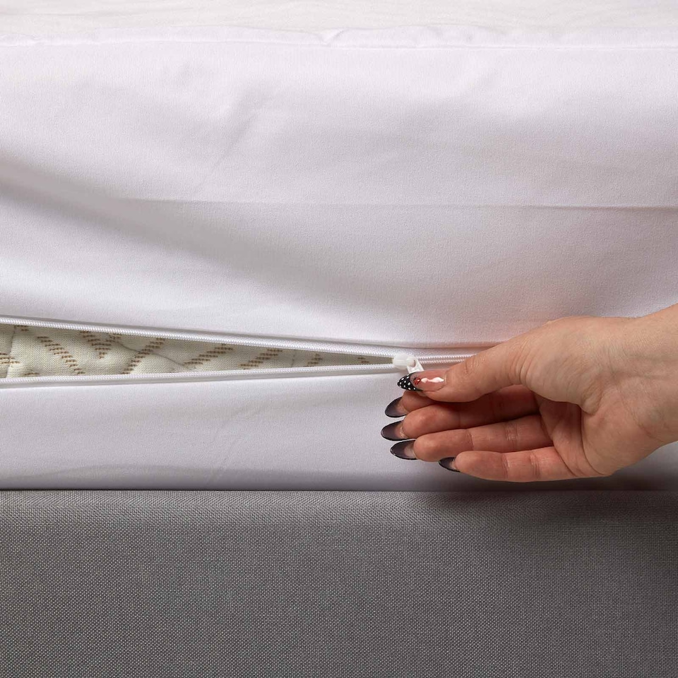 image 1 of Homescapes Luxury Zipped Mattress Encasement, 30 cm | White | Double | 1