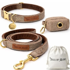 Luxury Brown Tweed Dog Walking Set - 3 Piece