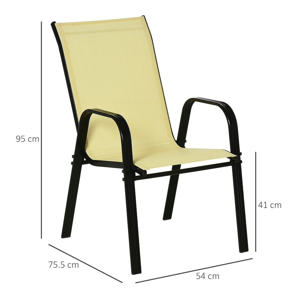image 1 of Outsunny Set of 4 Garden Dining Chair Set w/ High Back Armrest Beige
