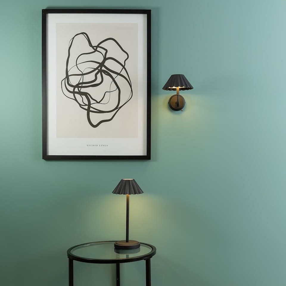 image 1 of ValueLights Avery Pair Black Rechargeable Wall Light & Integrated Bulb | Black