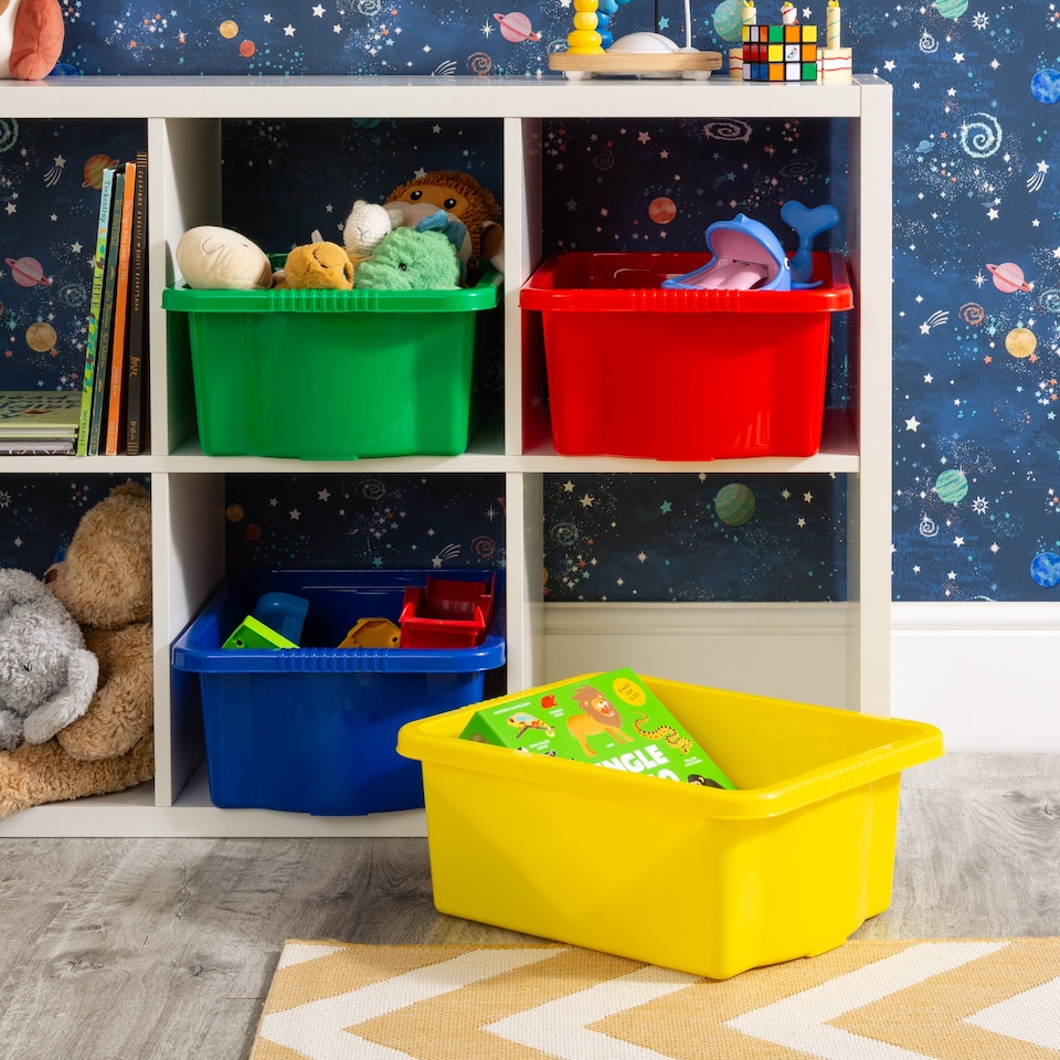 image 1 of Wham Stack & Store 4 x 16L Plastic Storage Boxes | Multi | 4