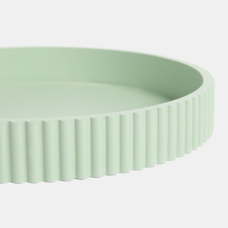 image 1 of OHS Ribbed Round Decorative Tray Table Organiser Countertop Storage