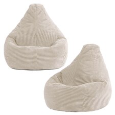 Dalton Kids Beanbag Corduroy Natural Beige Set of 2 | Cream | Beige | M | 2