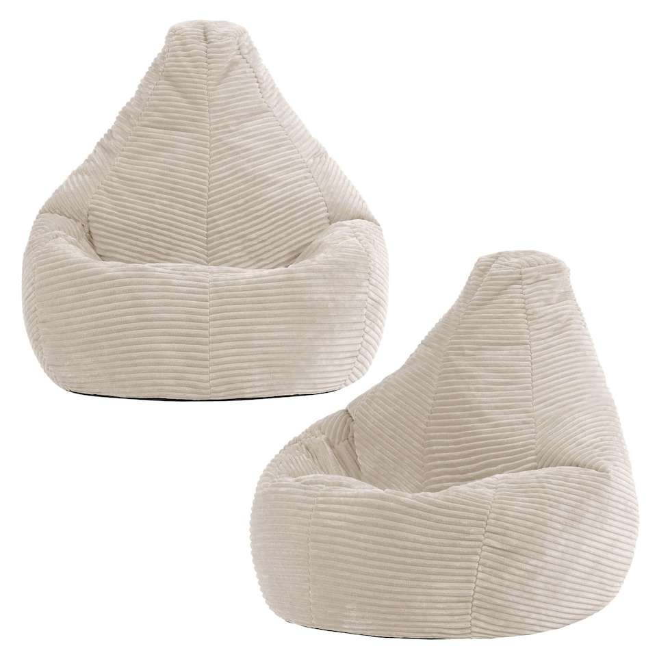 image 1 of Dalton Kids Beanbag Corduroy Natural Beige Set of 2 | Cream | Beige | M | 2