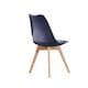 image 7 of 5PCs Dining Set - a White Round Dining Table & Set of 4 White Lorenzo Tulip chairs with Padded Seat | Blue