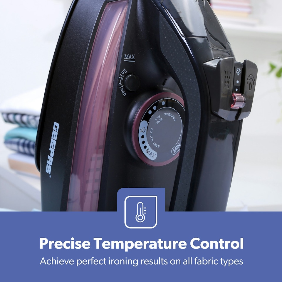 image 1 of GEEPAS Steam Iron | Clothes Dry & Steam Press, 2400W Black