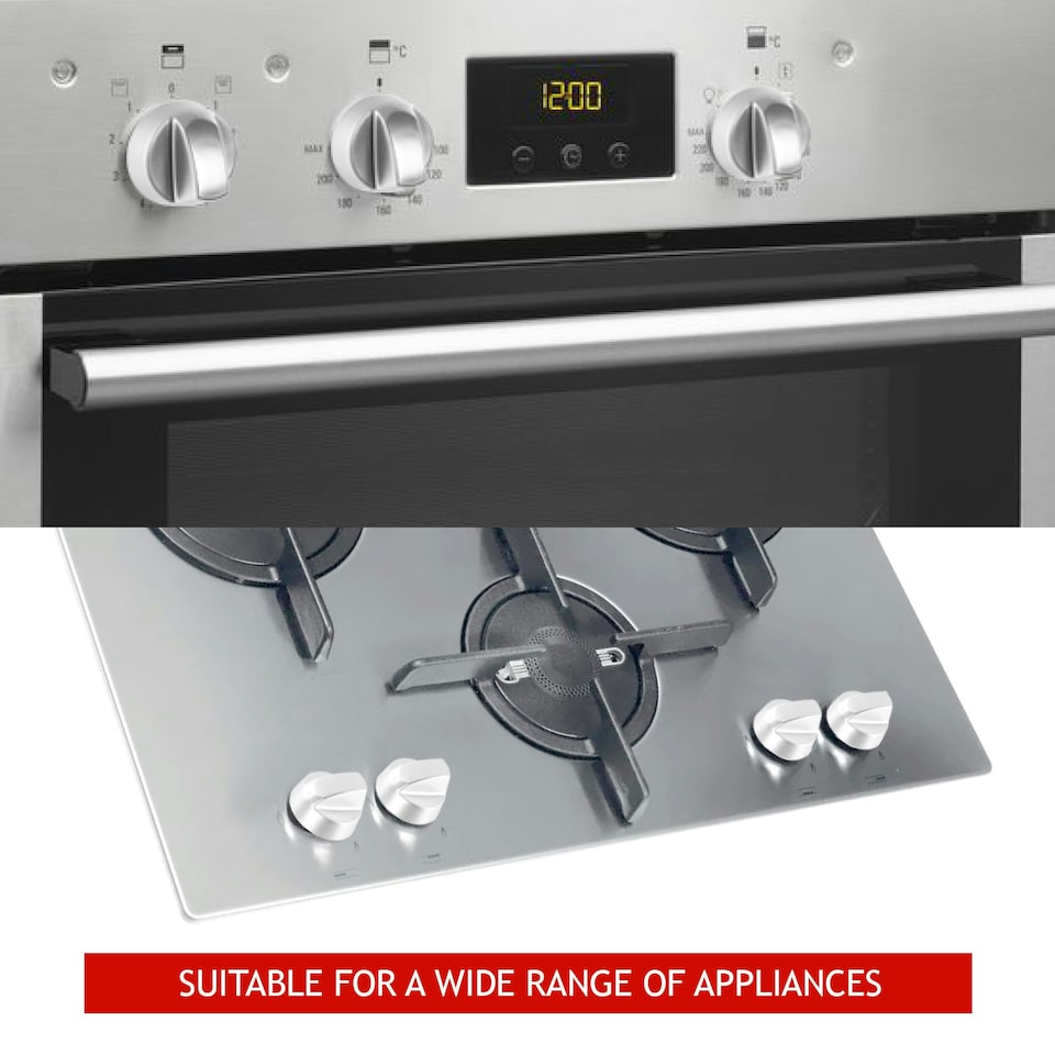 image 1 of SPARES2GO Universal Silver Control Knobs for All Makes and Models of Oven Cooker & Hob (Pack of 4)