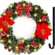 image 1 of Christmas Wreath with 30 LED Lights & Hanger - Artificial Pre-Lit Door Wreath for Front Door, Window, Fireplace & Holiday Home Decor