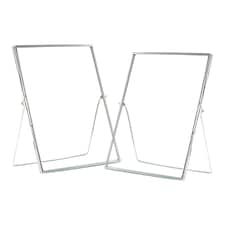 Nicola Spring Standing Metal Photo Frames - 8" x 10" - Silver - Pack of 2 - Freestanding Picture Frame Display Frame Poster Frame Picture Display Silver | S