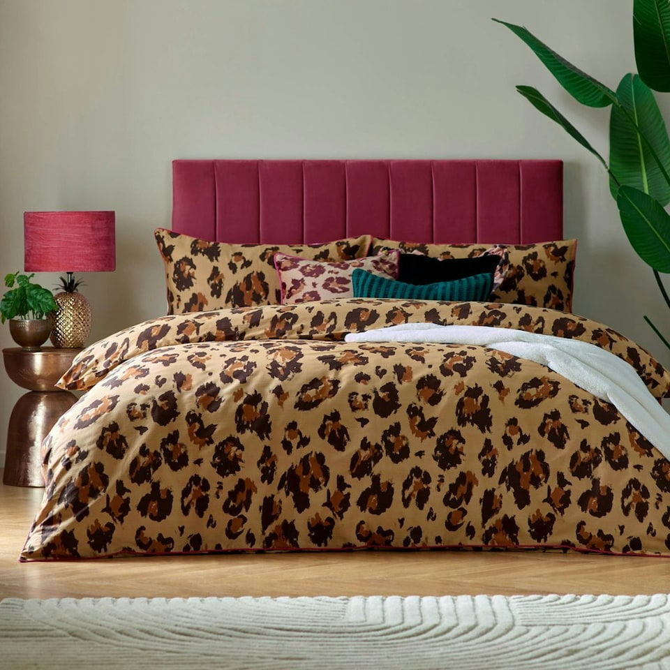 image 1 of furn. True Leopard Printed Super King Duvet Cover Set | Multi | Super King