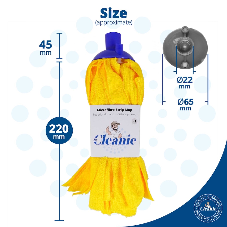 image 1 of Mr Cleanie Microfibre Strip Mop Replacement Head 2-Pack