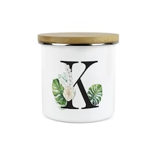 Green & Gold Letter K Large Storage Canister | White | Letter K