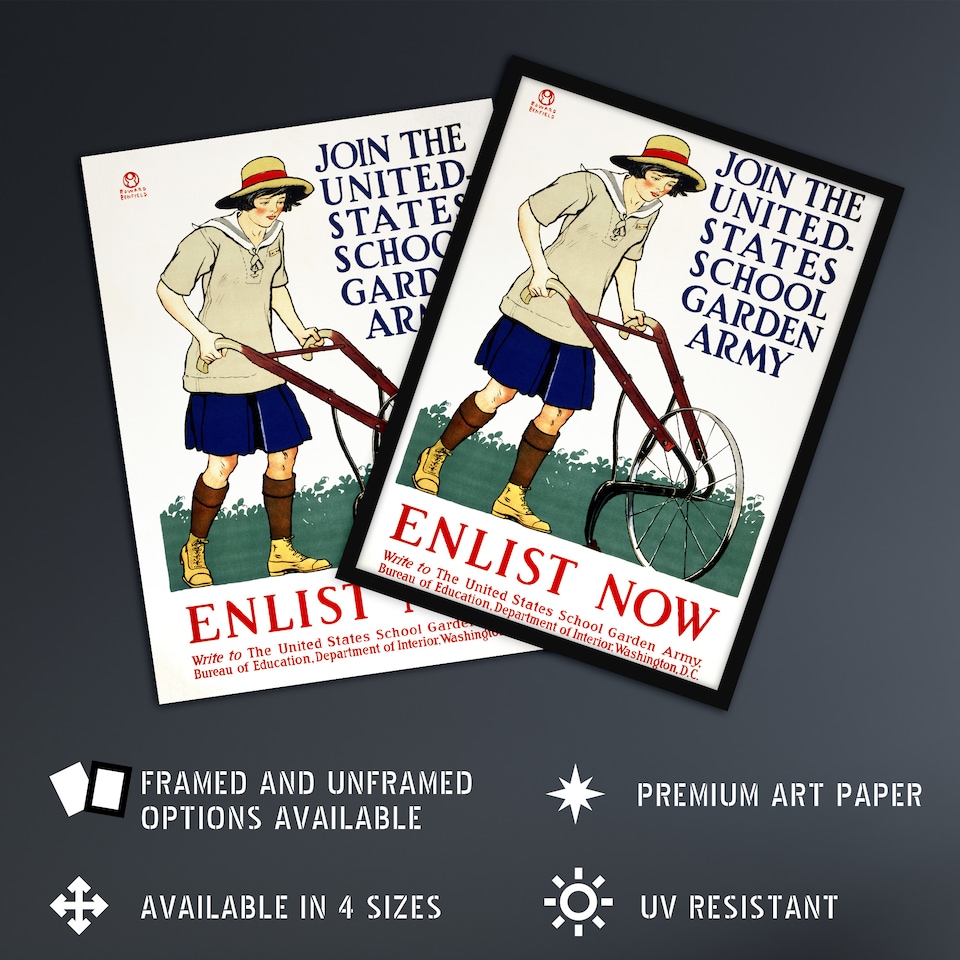 image 1 of United States School Garden Army Vintage Wall Art Print Penfield 24x32"
