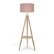 image 4 of ValueLights Morrigan Blush Shade Wooden Tripod Floor Lamp & Bulb Pink