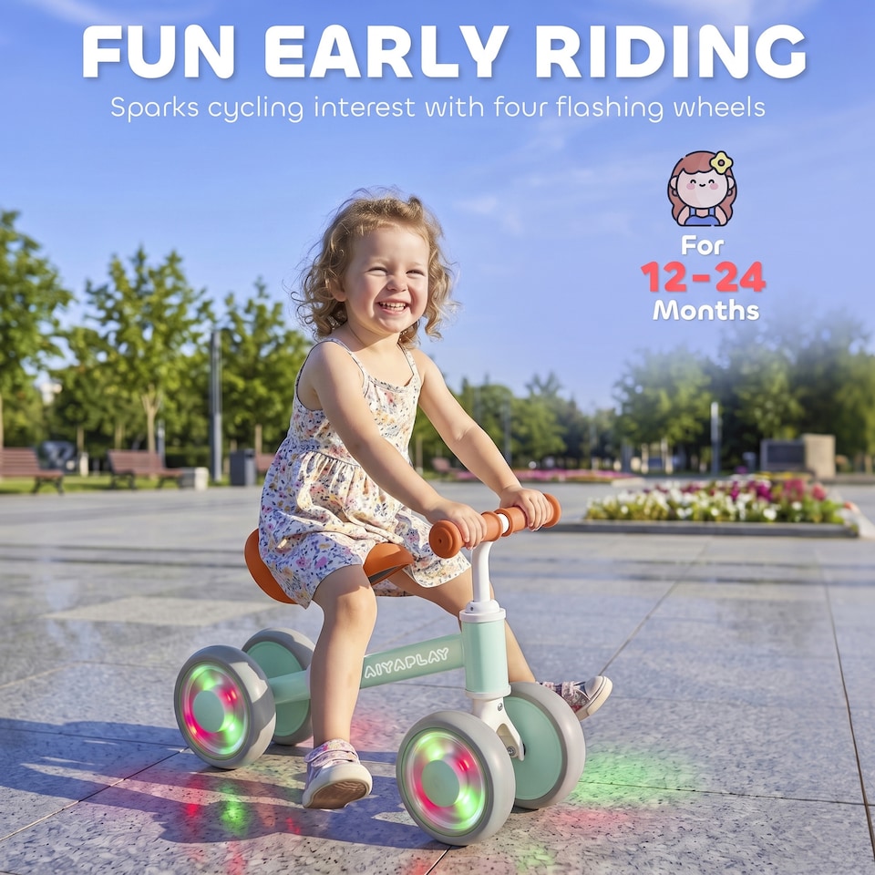 image 1 of AIYAPLAY Baby Balance Bike for 1-2 Years Old, Light-up Toddler Balance Bike
