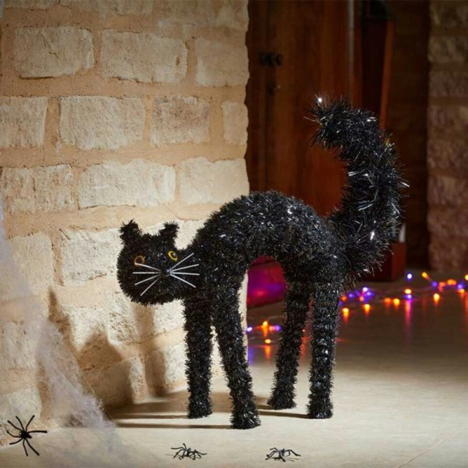 image 1 of 42cm Black Scaredy Cat with Arched Back Halloween Decoration
