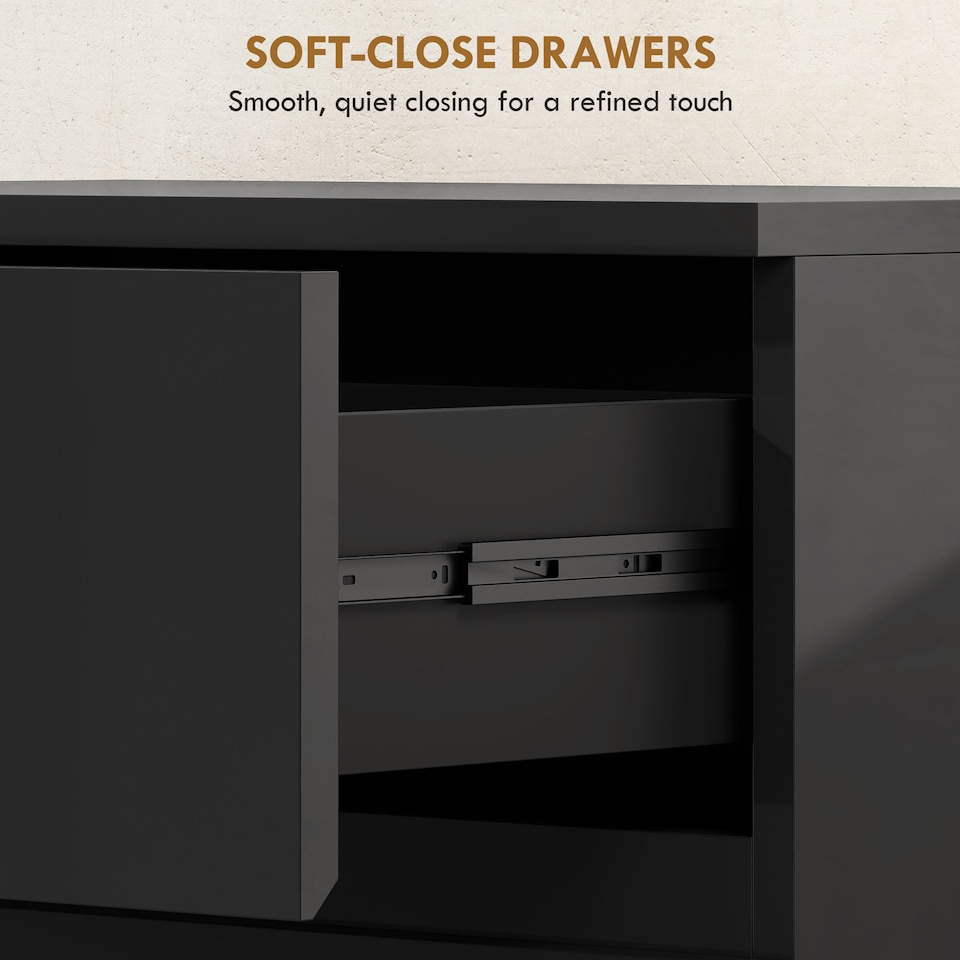 image 1 of HOMCOM Bedroom Chest of Drawers, 5 Drawers Dresser, Drawer Unit, Black | Black | Black | 55W x 34D x 100H cm
