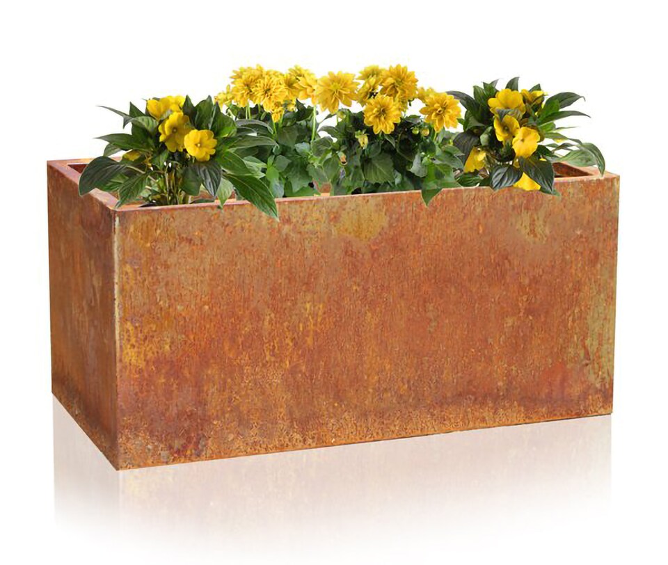 image 1 of Primrose Garden Outdoor Corten Steel Rust Trough Planter 100cm