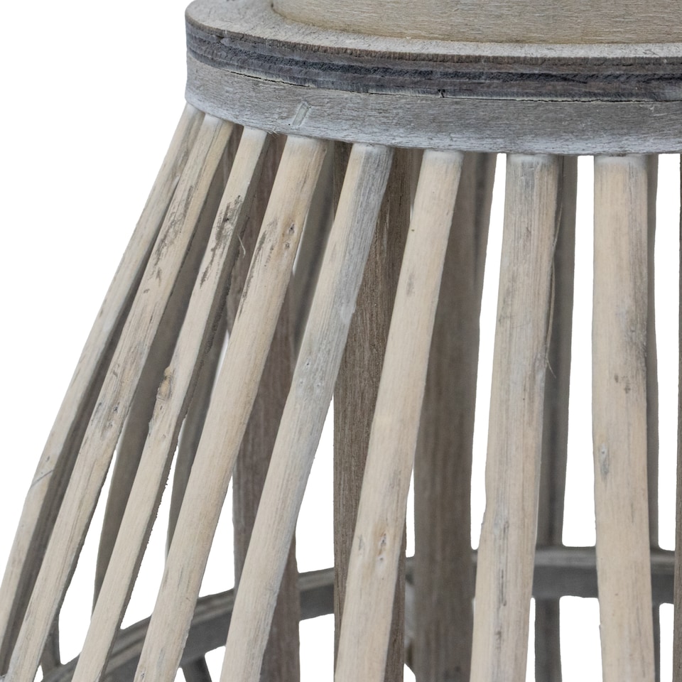 image 1 of JVL Luna Natural Bulb Shaped Willow Wood Lantern With Wooden Handle, Grey Wash