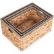 image 4 of Set of 3 Water Hyacinth With Grey Rope Border Rectangular Storage Basket | Brown | Brown | Not provided