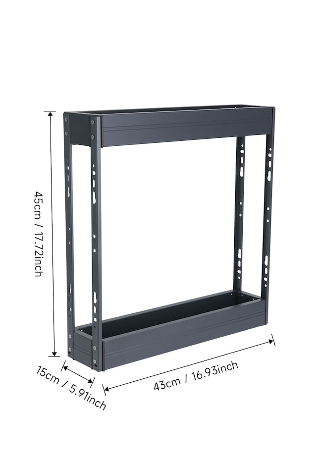 image 1 of Living and Home 2-Tier Pull-Out Kitchen Cabinet Aluminum Shelf Organizer,15cm W | Grey